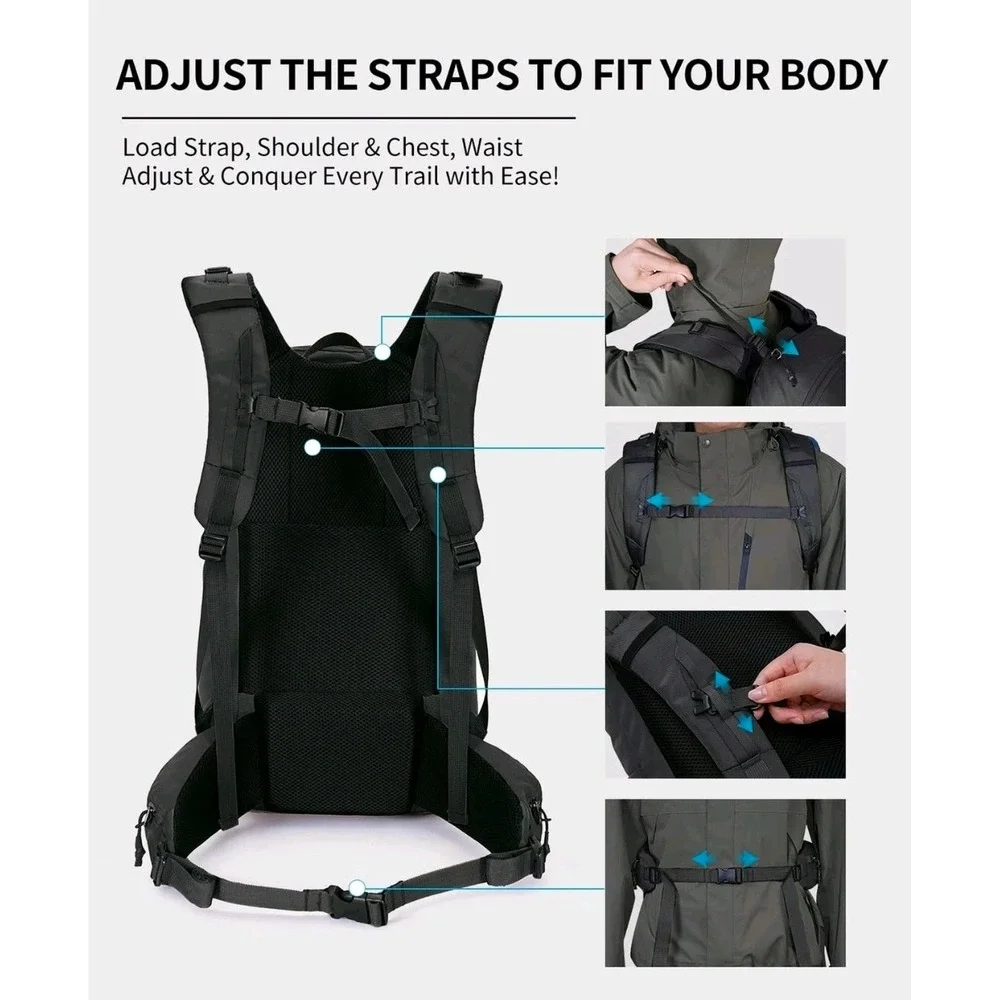 Blue Quartz 40L Tactical Backpack Water Resistant‎ Molle Black Travel Hiking